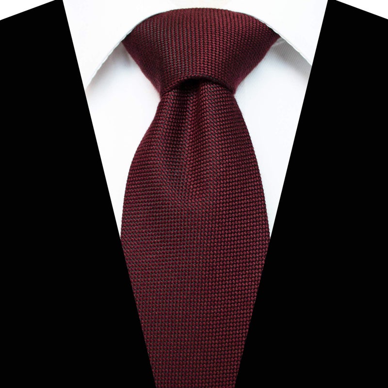 JEMYGINS Burgundy Wool Tie Cashmere Necktie and Pocket Square with Tie Clip Sets for Men(3) - Image 5
